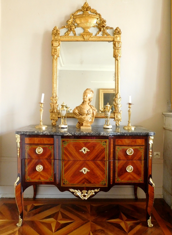 Tall Louis XVI gilt wood mirror, mercury glass - France circa 1780