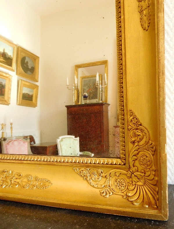 Miroir d'époque Empire en bois doré, glace au mercure