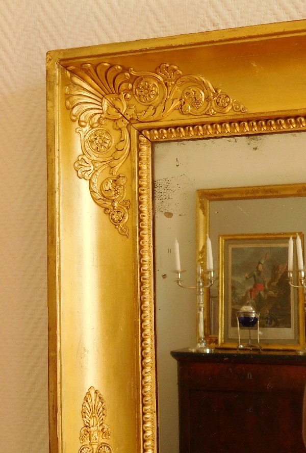 Miroir d'époque Empire en bois doré, glace au mercure