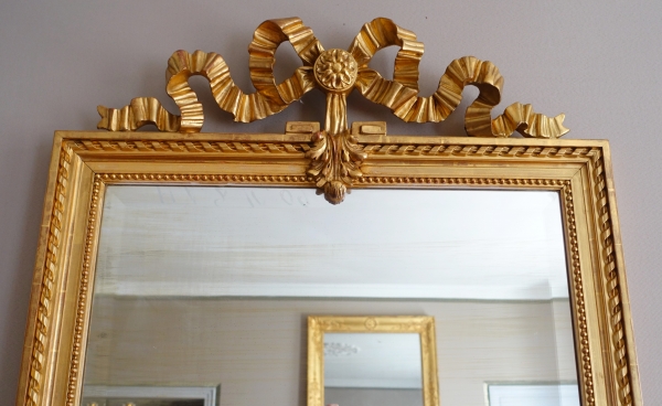 Miroir de cheminée / à suspendre, style Louis XVI, bois doré - 79cm x 150cm