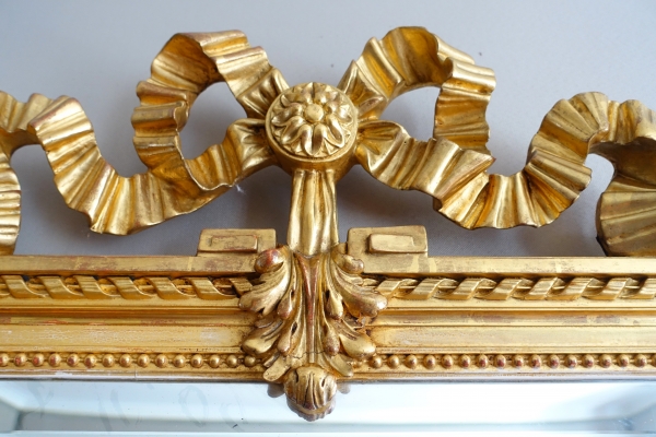 Miroir de cheminée / à suspendre, style Louis XVI, bois doré - 79cm x 150cm
