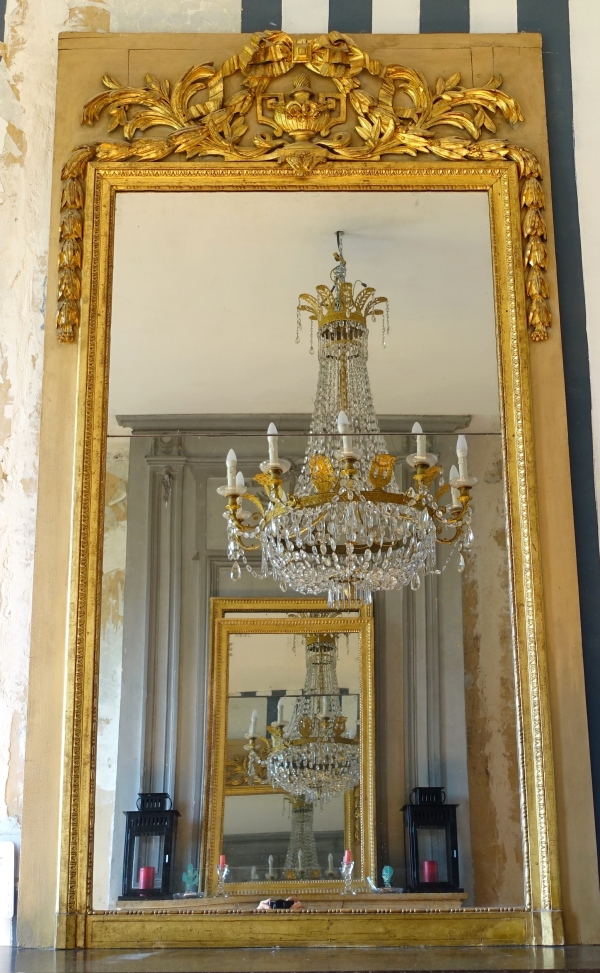 Louis XVI lacquered and gilt wood mirror, mercury glass - late 18th century circa 1780