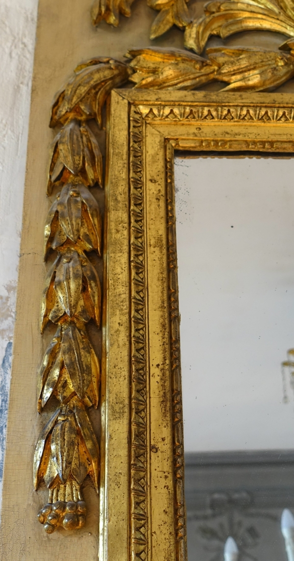 Louis XVI lacquered and gilt wood mirror, mercury glass - late 18th century circa 1780