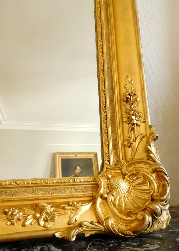 Tall Louis XV style mercury mirror, gilt wood frame - mid 19th century