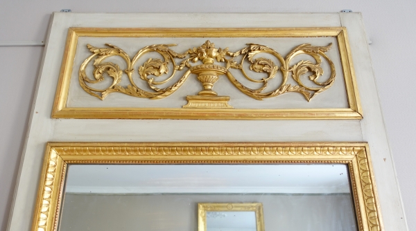 Louis XVI style lacquered and gilt wood trumeau - 198cm x 107cm