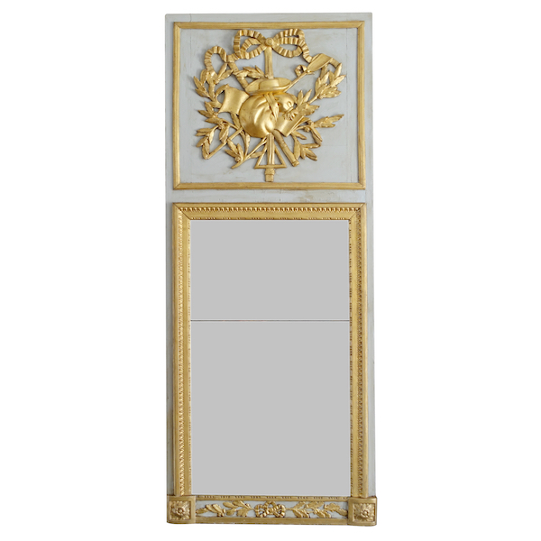 Trumeau provençal, miroir d'entre deux d'époque Louis XVI - doré à la feuille d'or, glace au mercure