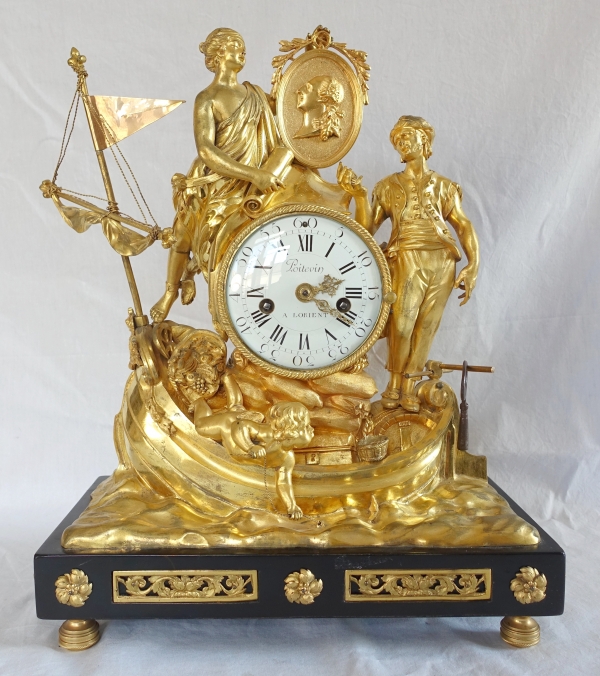 Allegory of shipping trade clock, ormolu - Louis XVI period circa 1775