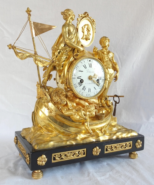 Allegory of shipping trade clock, ormolu - Louis XVI period circa 1775