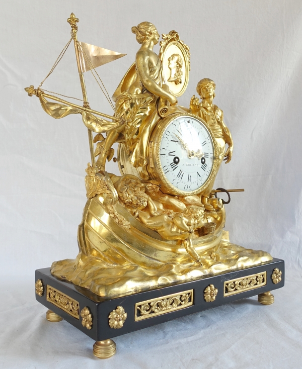 Allegory of shipping trade clock, ormolu - Louis XVI period circa 1775