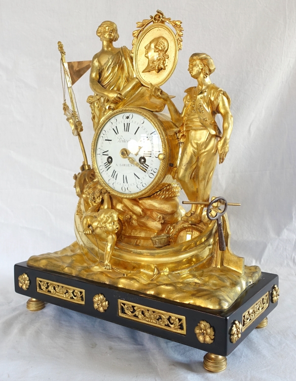 Allegory of shipping trade clock, ormolu - Louis XVI period circa 1775