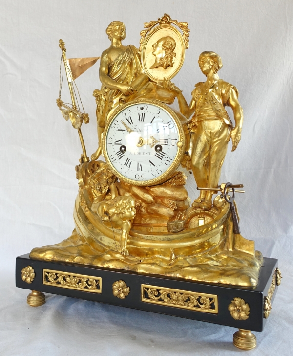 Allegory of shipping trade clock, ormolu - Louis XVI period circa 1775