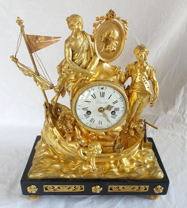 Allegory of shipping trade clock, ormolu - Louis XVI period circa 1775