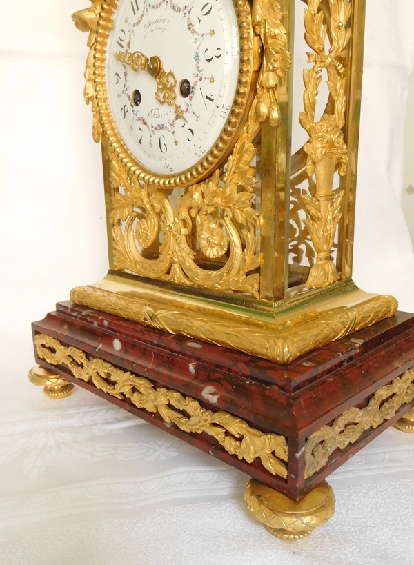 Louis XVI style ormolu & red marble clock circa 1870