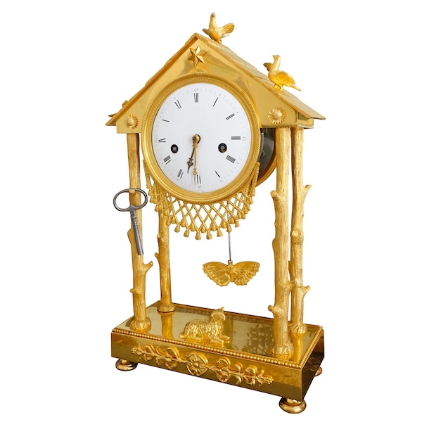 Empire ormolu clock - the cottage - France, early 19th century