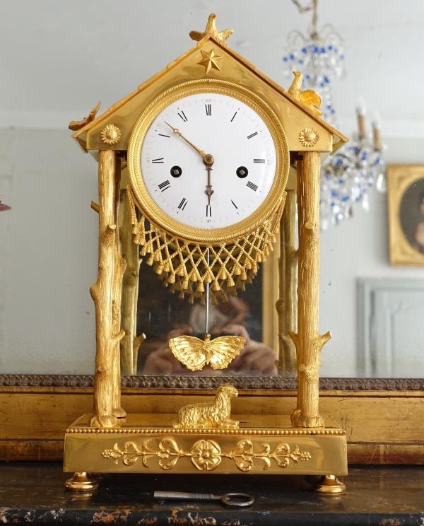 Empire ormolu clock - the cottage - France, early 19th century