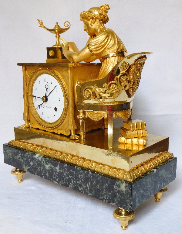 Empire ormolu clock - The Reader, after Reiche by Claude Galle & Grand Girard