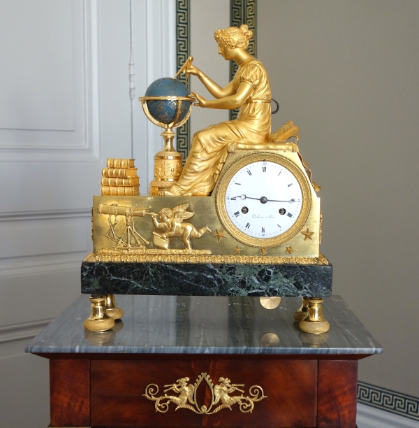 Claude Galle & Piolaine - Astronomy Study ormolu clock, Empire period