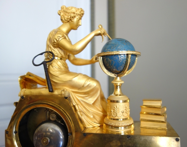 Claude Galle & Piolaine - Astronomy Study ormolu clock, Empire period