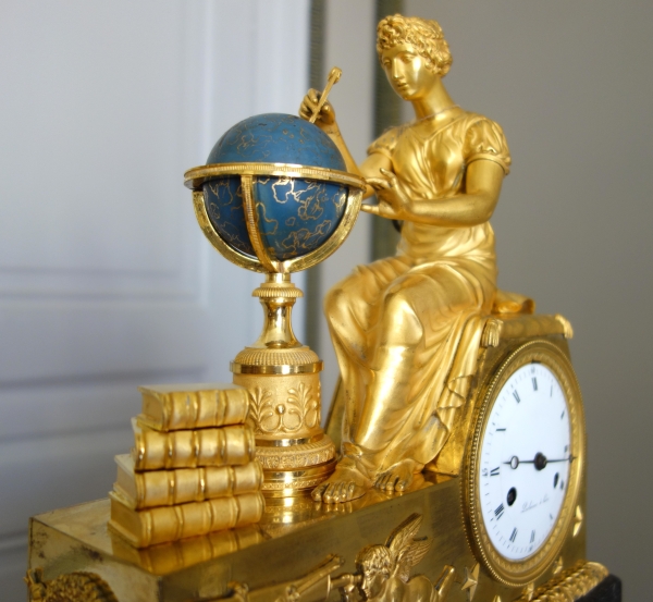 Claude Galle & Piolaine - Astronomy Study ormolu clock, Empire period