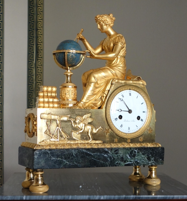 Claude Galle & Piolaine - Astronomy Study ormolu clock, Empire period