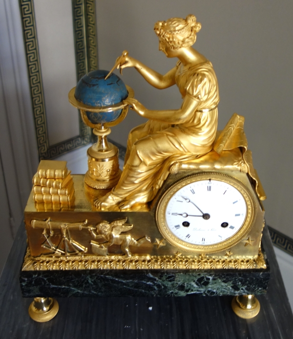 Claude Galle & Piolaine - Astronomy Study ormolu clock, Empire period