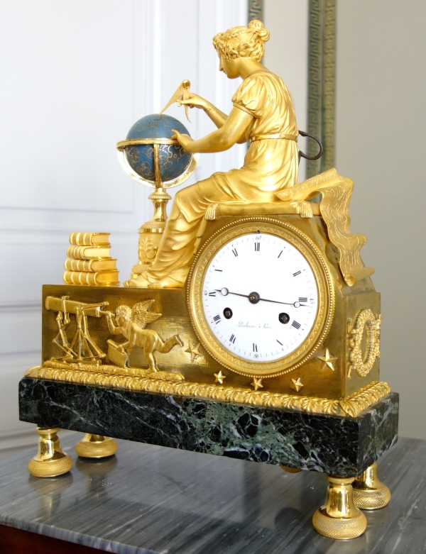 Claude Galle & Piolaine - Astronomy Study ormolu clock, Empire period