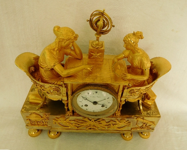 Empire ormolu clock : the astronomy lesson, after Reiche by Claude Galle, early 19th century