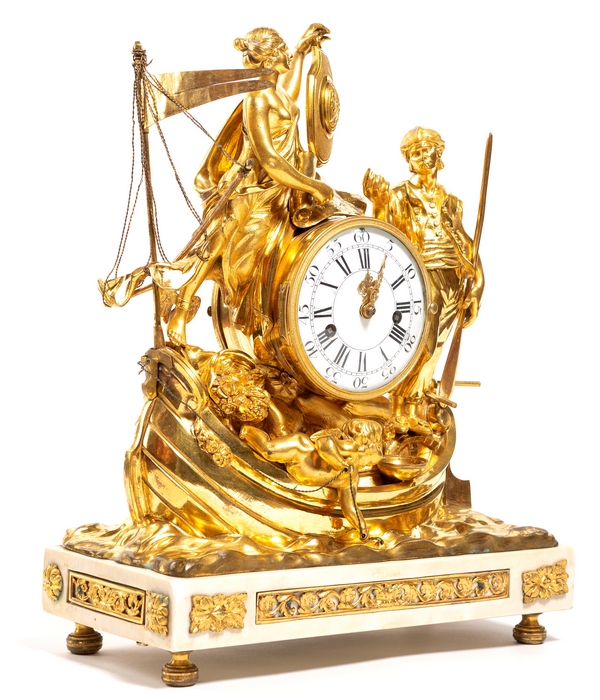 Shipping trade allegory clock, ormolu bronze and marble - Louis XV period circa 1770