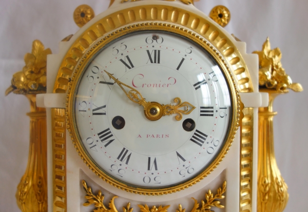 Antoine Cronier : Louis XVI marble and ormolu clock, 18th century