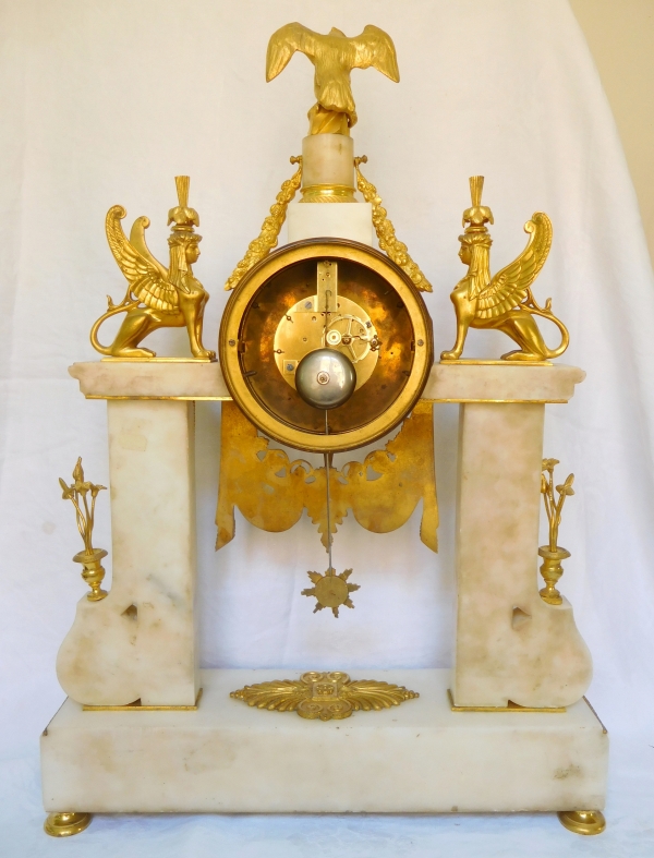 Tall ormolu and marble Consulate / Empire clock, 19th century - 63cm