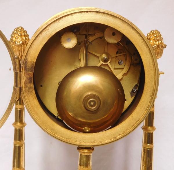 Ormolu and portor marble skeleton clock signed Cachard, late 18th century