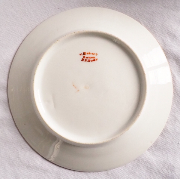 Set of 18 Paris porcelain dessert plates, crown of Baron, 19th century