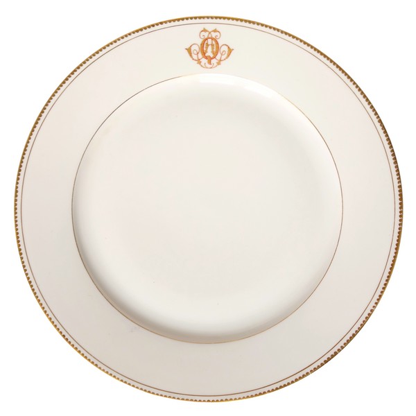 Set of 24 Sevres porcelain plates enhanced with fine gold, mid-19th century signed S58 (dated 1858)