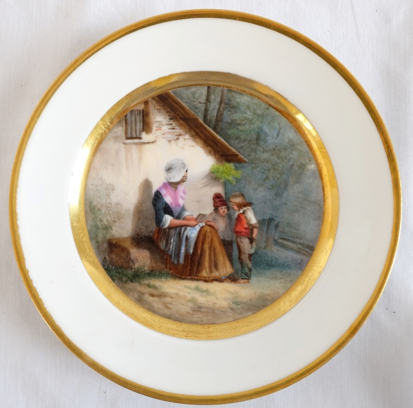 4 Paris porcelain dessert plates, polychromatic and gilt decoration - 19th century circa 1840