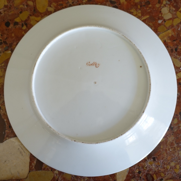 Manufacture Halley : suite de 6 assiettes de table en porcelaine dorée d'époque Empire signées