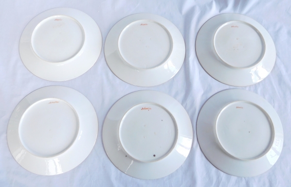 6 Empire porcelain table plates, Schoelcher manufacture, early 19th century