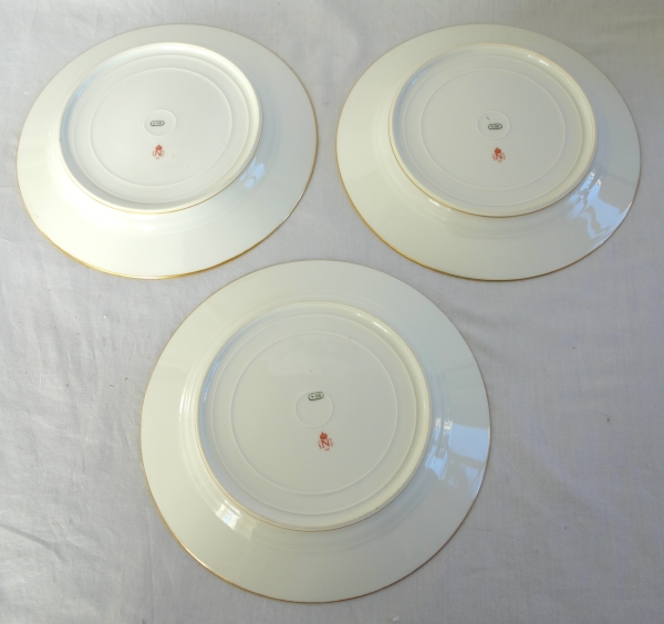 Set of 6 Sevres porcelain table plates, crown of count - signed, dated 1868