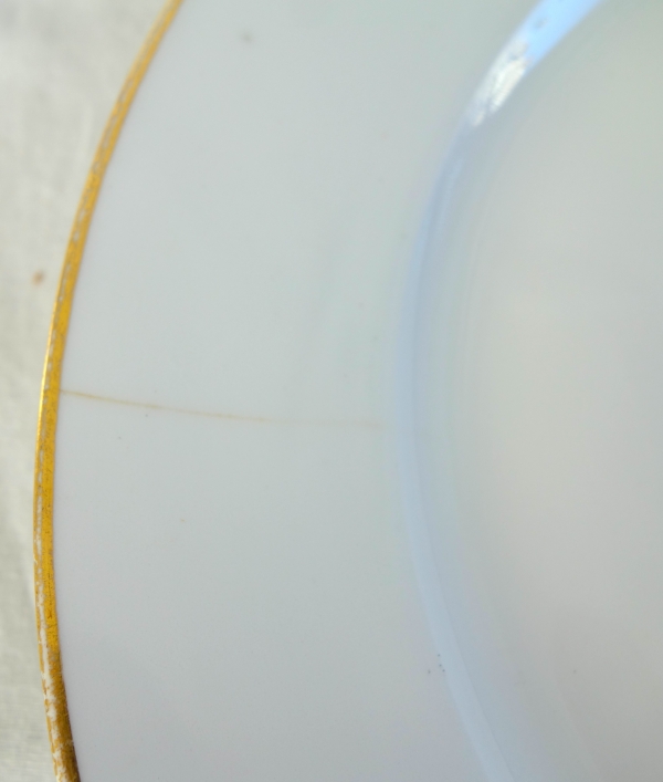 Set of 6 Sevres porcelain table plates, crown of count - signed, dated 1868