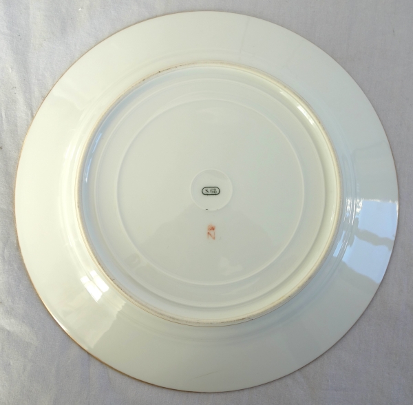 Set of 6 Sevres porcelain table plates, crown of count - signed, dated 1868