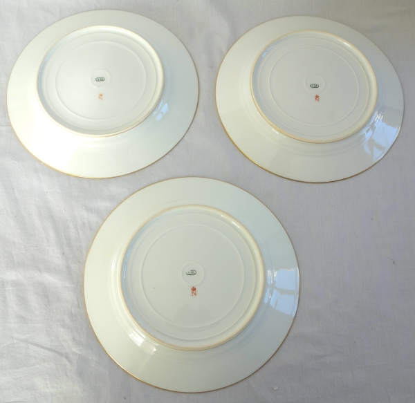 Set of 6 Sevres porcelain table plates, crown of count - signed, dated 1868