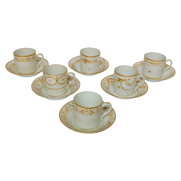 Fine gold gilt Paris porcelain coffee set for 6, late 18th century / early 19th century