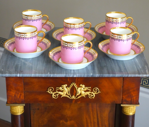 Sevres Royal Manufacture - 1821 : set of 6 polychromatic porcelain cups