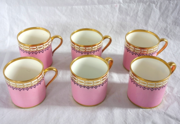 Sevres Royal Manufacture - 1821 : set of 6 polychromatic porcelain cups