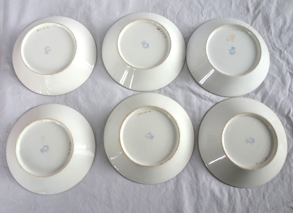 Sevres Royal Manufacture - 1821 : set of 6 polychromatic porcelain cups