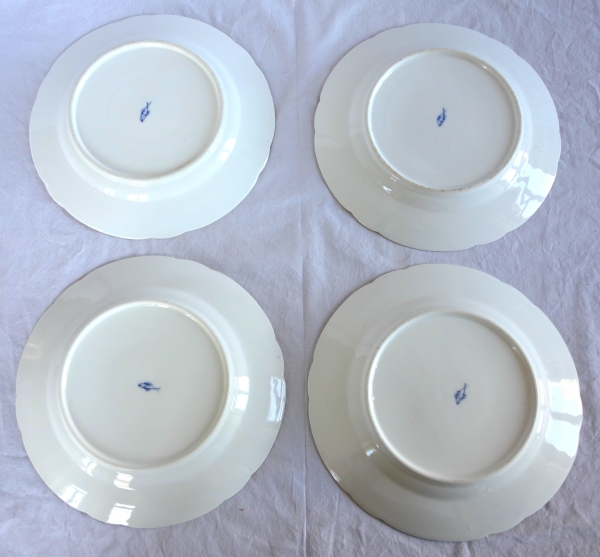 Nyon Manufacture : 8 porcelain table plates - signed - late 18th century