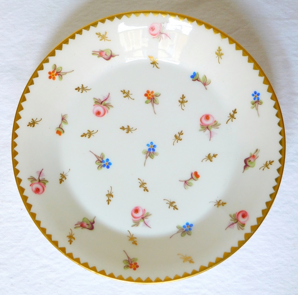 Service de 8 tasses à café litron en porcelaine de Nyon semis de fleurs et or - époque XVIIIe, marquées