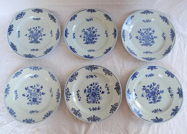 The East India Company : set of 9 porcelain plates - China, 18th century