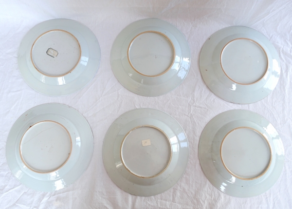 The East India Company : set of 9 porcelain plates - China, 18th century