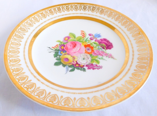 Early 19th century Paris polychrome and gilt porcelain plate, Charles X period circa 1820