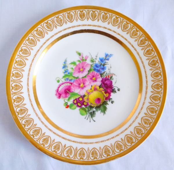 Early 19th century Paris polychrome and gilt porcelain plate, Charles X period circa 1820